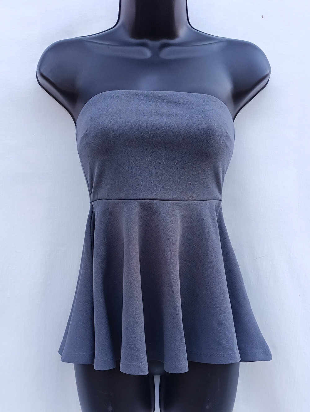H&M Strapless Peplum Tube Top - Charcoal Gray